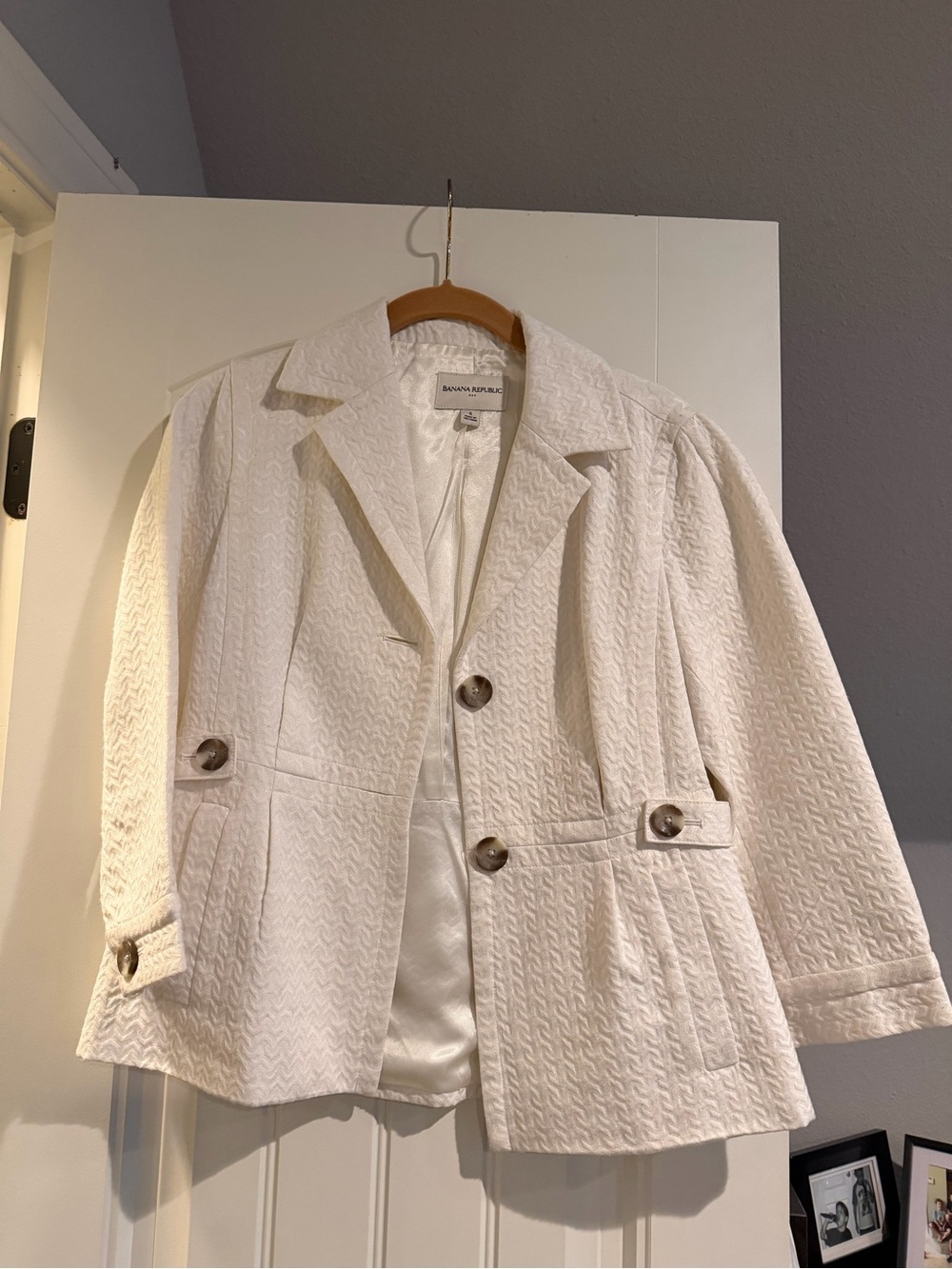 Banana Republic Cream Textured Blazer Jacket